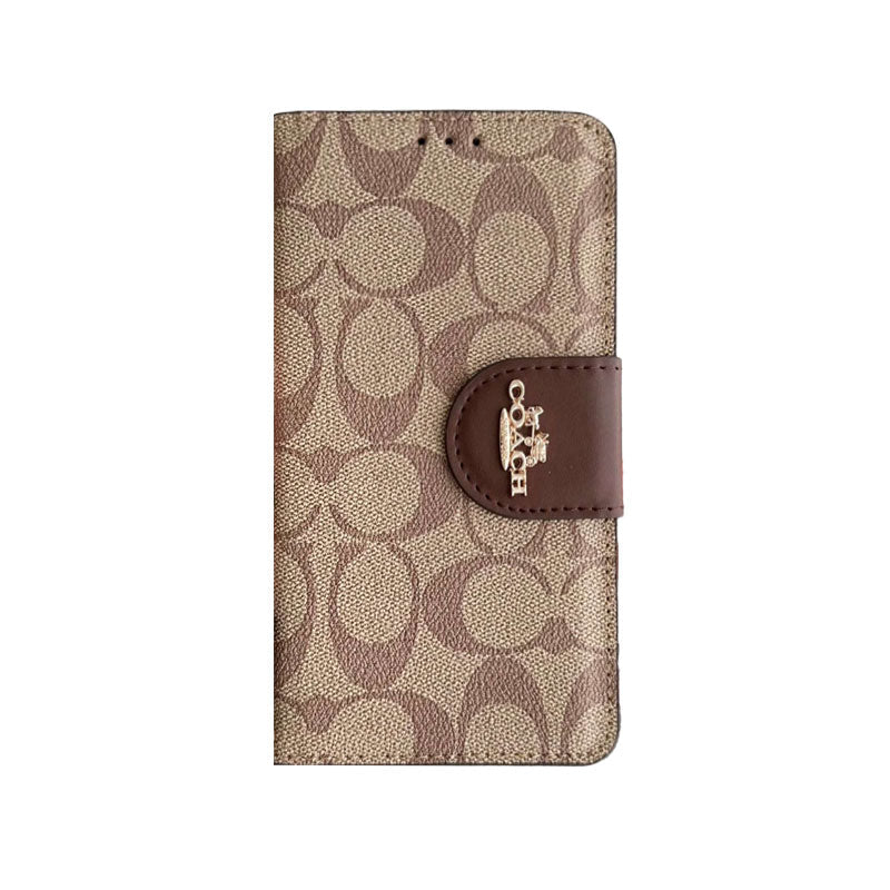 Étui à rabat en cuir classique pour iPhone avec porte-cartes noir
