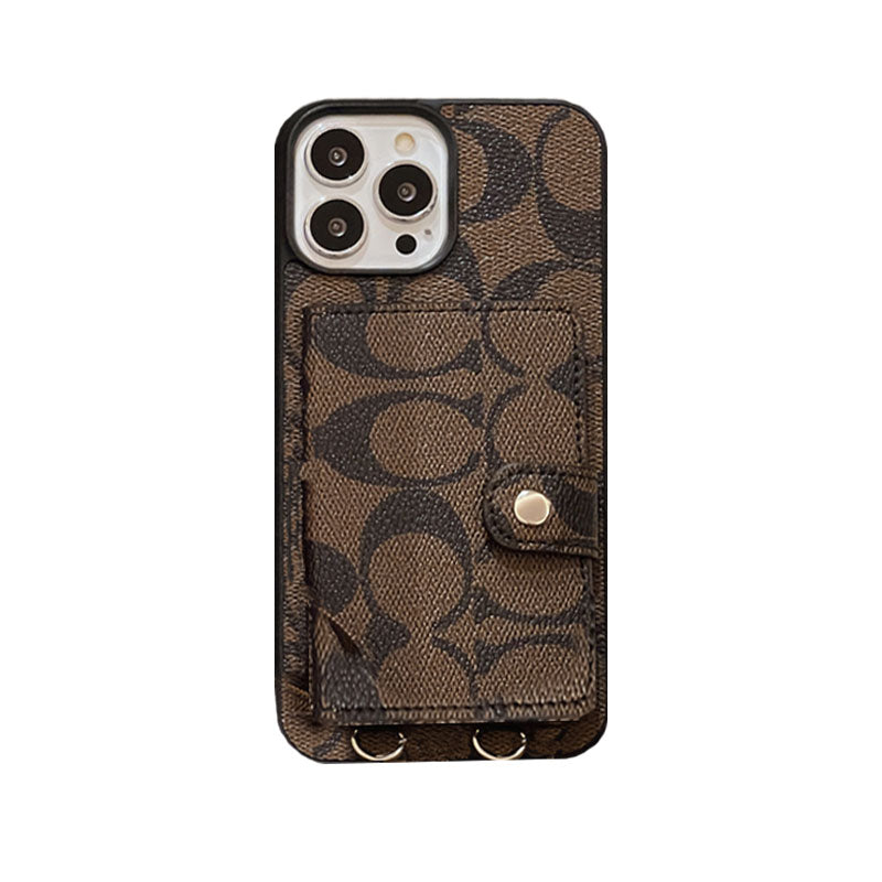 Klassiek iPhone-hoesje met portemonnee en riem, wit -SZK240402