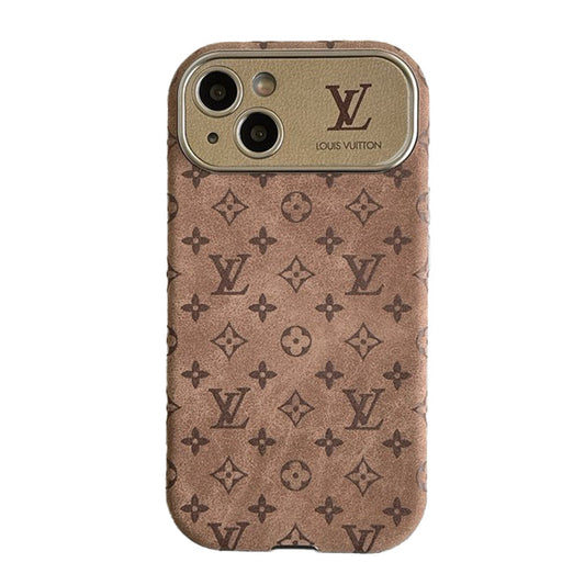 Luxusní hnědé & černé klasické kožené pouzdro na iPhone
