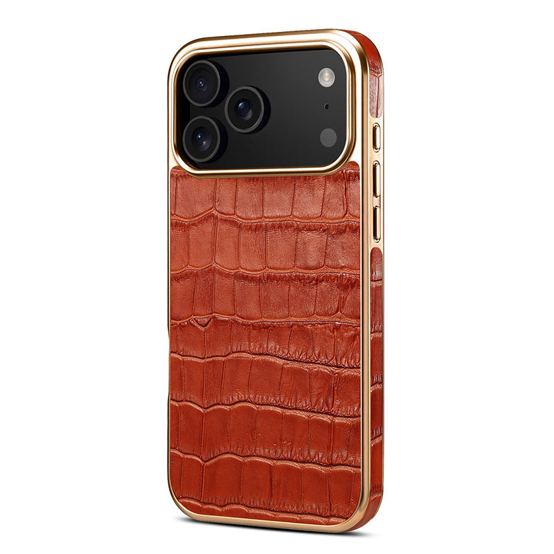 Croc-præget læderetui til iPhone-etui