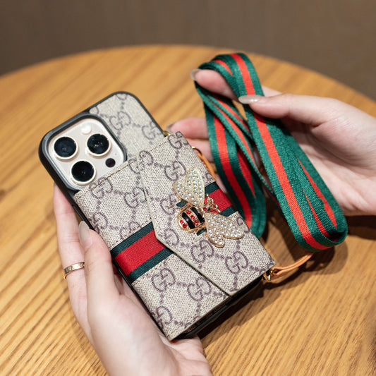 Prémiové pokročilé pouzdro na iPhone Crossbody s držákem karty & řemínkem přes rameno