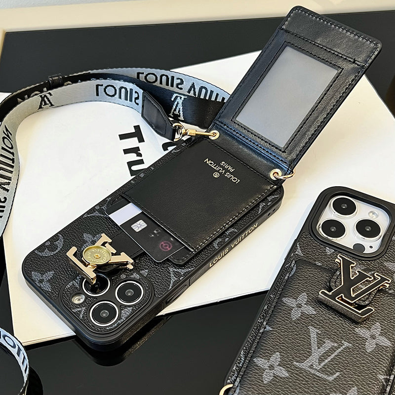 Luxe kaarttasketting zwart iPhone-hoesje