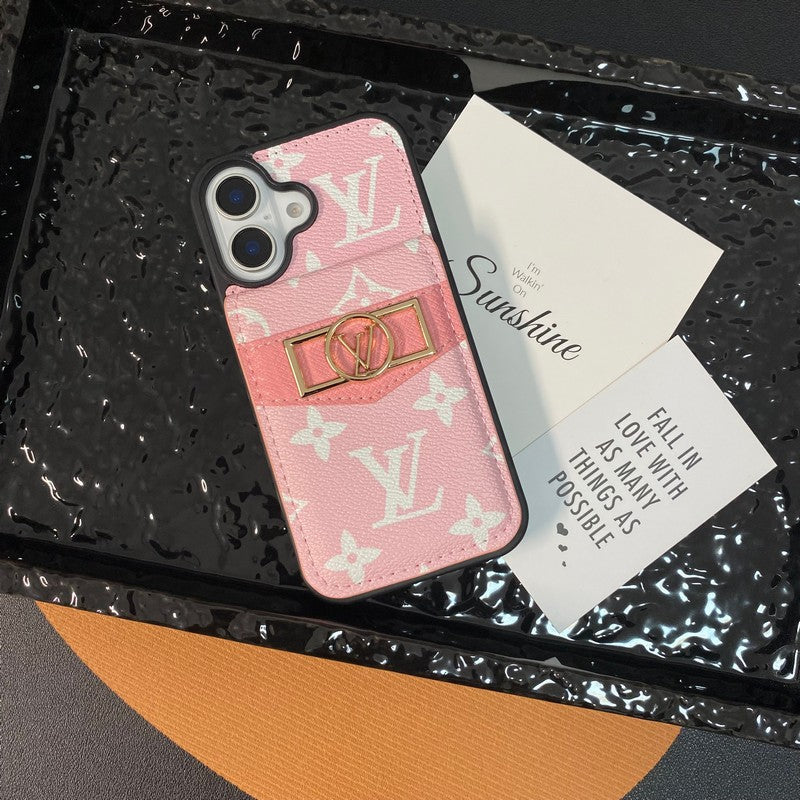Luxusní pouzdro na karty se zlatým logem na iPhone
