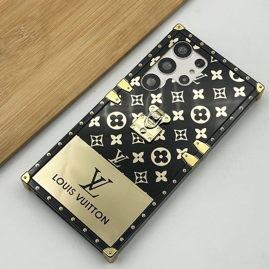 Luxuriöse Marken-Kofferhülle mit Kette für die Samsung Galaxy S25/24/23-Serie
