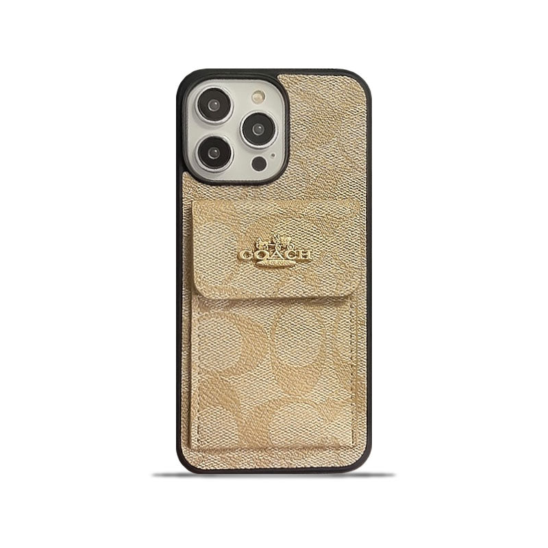 Klassisk iPhone etui med kortholder tegnebog kaffe -SZK240425