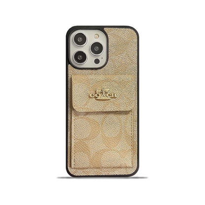 Klassisk iPhone etui med kortholder tegnebog kaffe -SZK240425