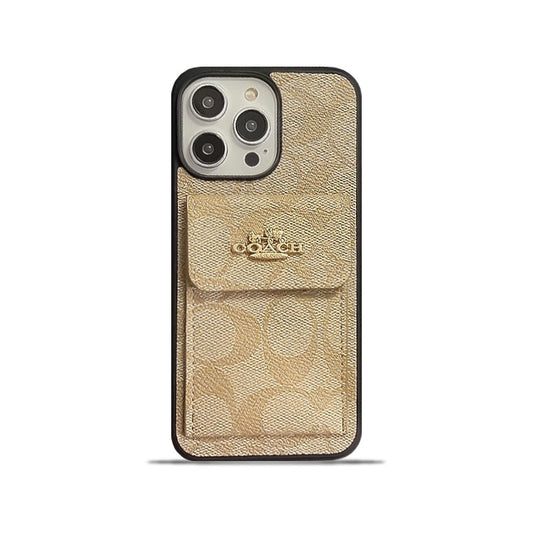 Klasické pouzdro na iPhone s držákem na kartu Peněženka Coffee -SZK240425