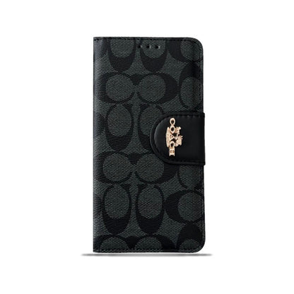 Klassisk iPhone Case Læder Flip Case med kortholder Sort