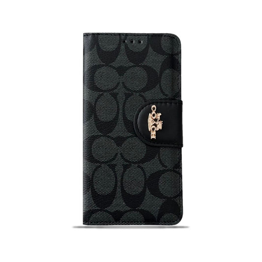 Klasična torbica za iPhone, usnjena preklopna torbica z držalom za kartico, črna