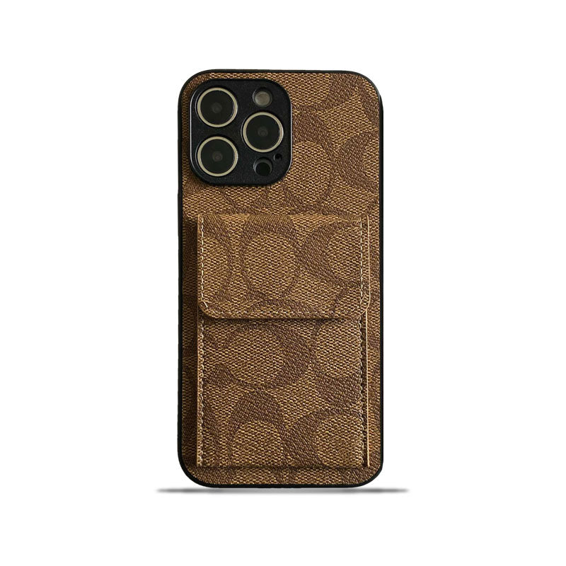 Étui classique pour iPhone avec portefeuille Marron clair-HP240513