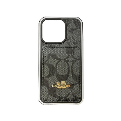Klasické pouzdro na iPhone s držákem na kartu Coffee -KB241416