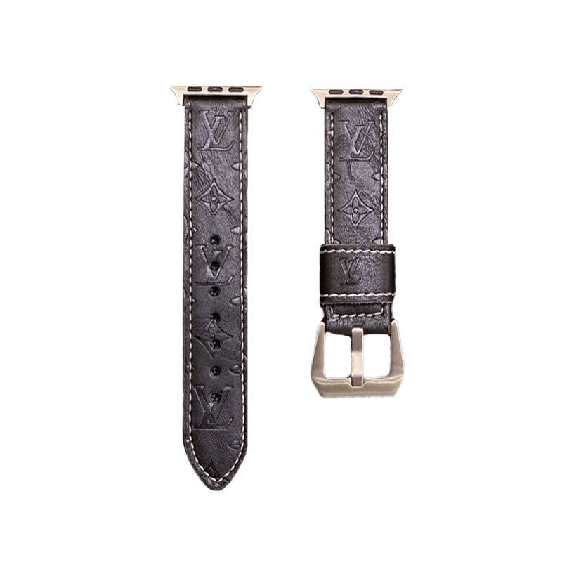 سوار جلدي لساعة أبل مصنوع من الجلد باللون الأزرق YH24422
