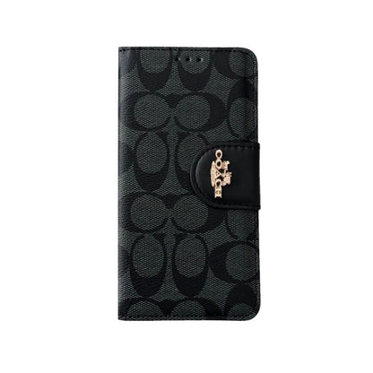 Klassisk iPhone Case Læder Flip Case med kortholder Sort