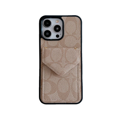 Capa clássica para iPhone com porta-cartões e alça preta clara -SJ240513