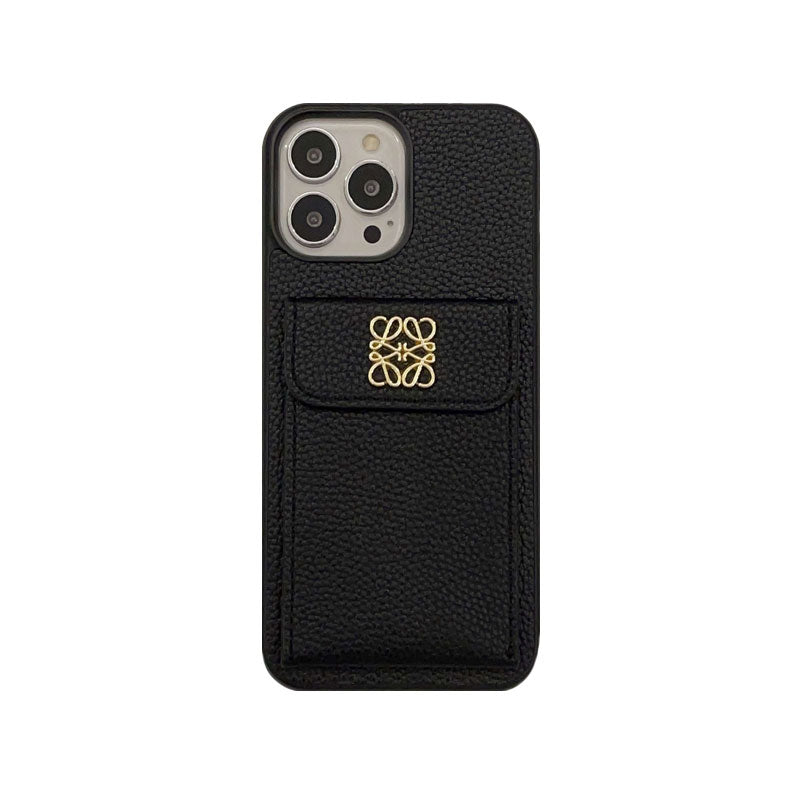 Luxuriöse iPhone-Hülle mit Kartenhalter Schwarz-QBK240603