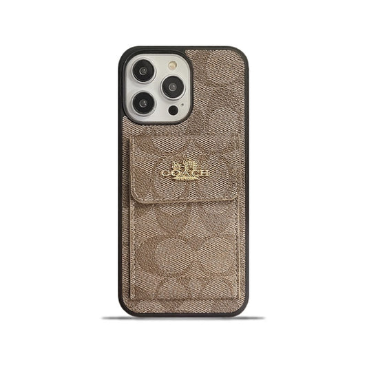 Klasické pouzdro na iPhone s peněženkou na kartu světle hnědá -SZK240425
