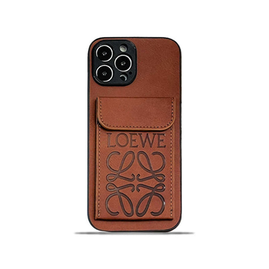 Luxusní pouzdro na iPhone s držákem karty Hnědá-LZP241448