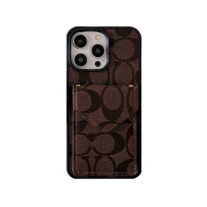 Capa clássica para iPhone com porta-cartões e alça preta clara -SJ240513