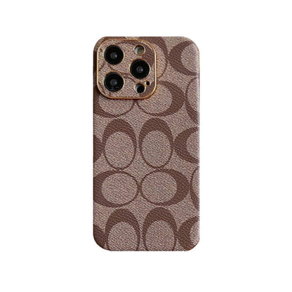Étui classique pour iPhone en cuir à sourcils clairs -QBK240513