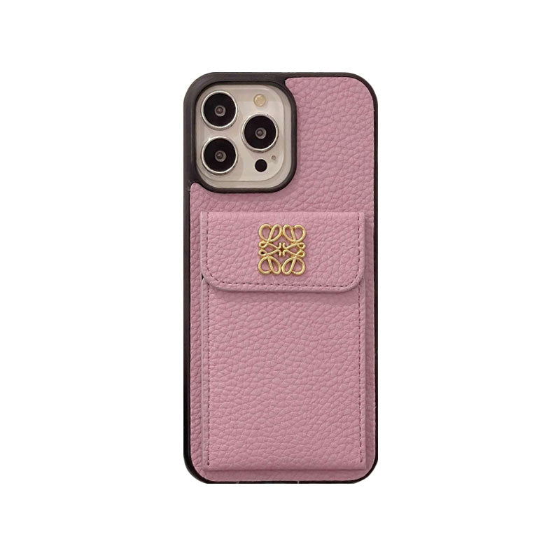 Luxuriöse iPhone-Hülle mit Kartenhalter Schwarz-QBK240603