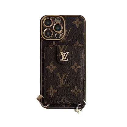 Pokročilé kožené pouzdro na iPhone s peněženkou a popruhem