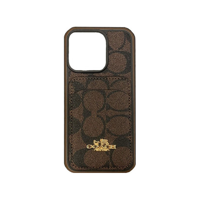 Klasické pouzdro na iPhone s držákem na kartu Coffee -KB241416