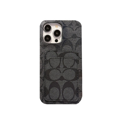 Cás iPhone clasaiceach clasaiceach Le Sealbhóir Cárta Bán -JQB240330