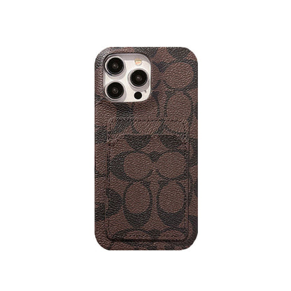 Cás iPhone clasaiceach clasaiceach Le Sealbhóir Cárta Bán -JQB240330