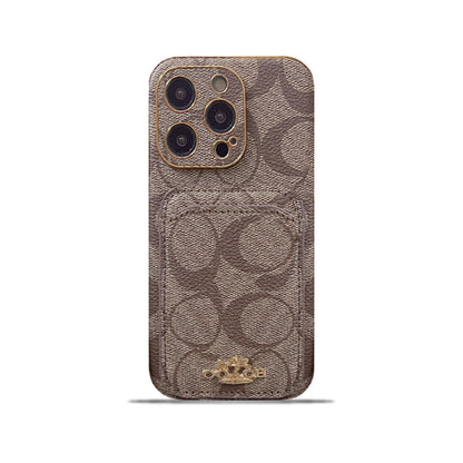 Klasické pouzdro na iPhone s držákem na kartu Coffee -KB241651