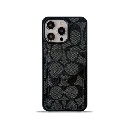 Capa clássica para iPhone com porta-cartões e alça preta clara -SJ240513