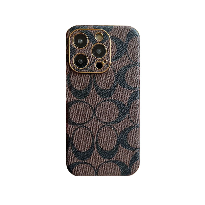 Étui classique pour iPhone en cuir à sourcils clairs -QBK240513
