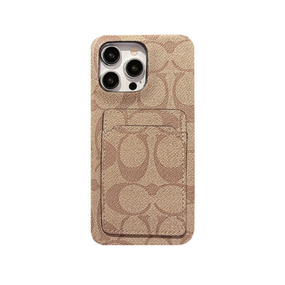 Cás iPhone clasaiceach clasaiceach Le Sealbhóir Cárta Bán -JQB240330