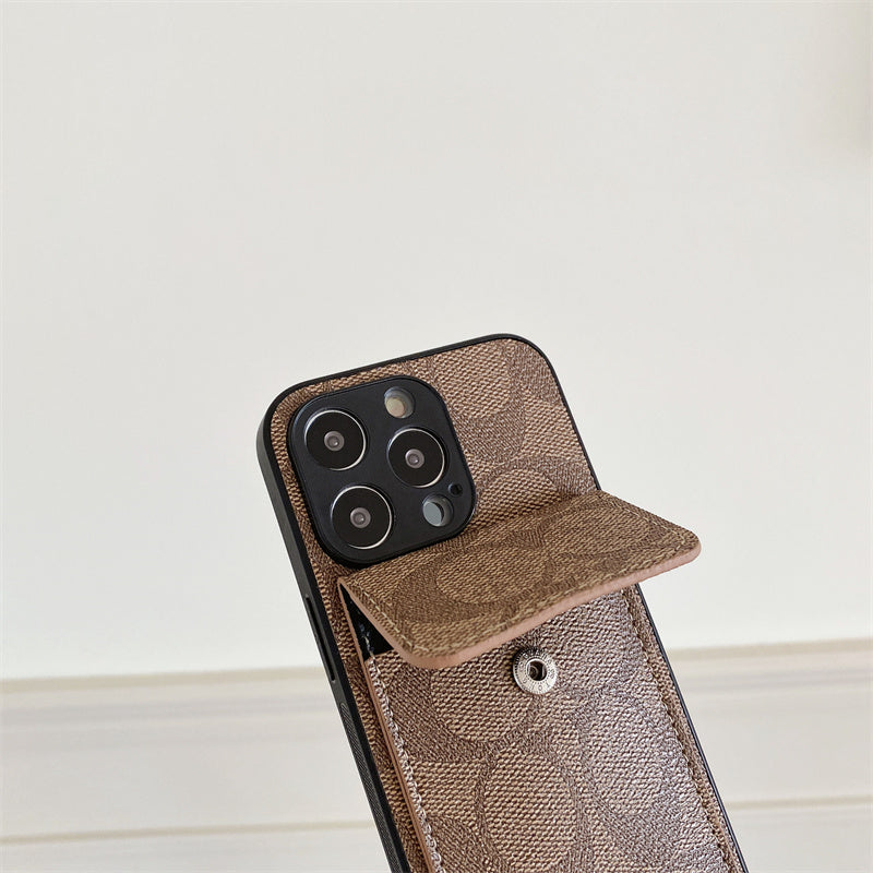 Étui classique pour iPhone avec portefeuille Marron clair-HP240513