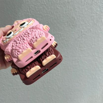 Cute Cartoon Labubu Zimomo Silicon Case | Brown Pink - iPhone Case