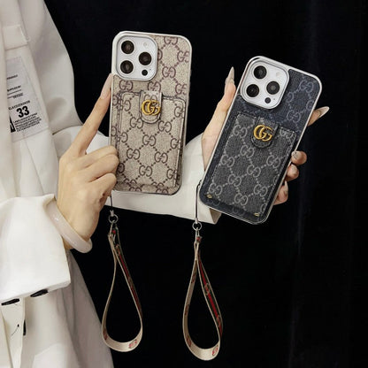 Custodia premium per iPhone con catena a mano
