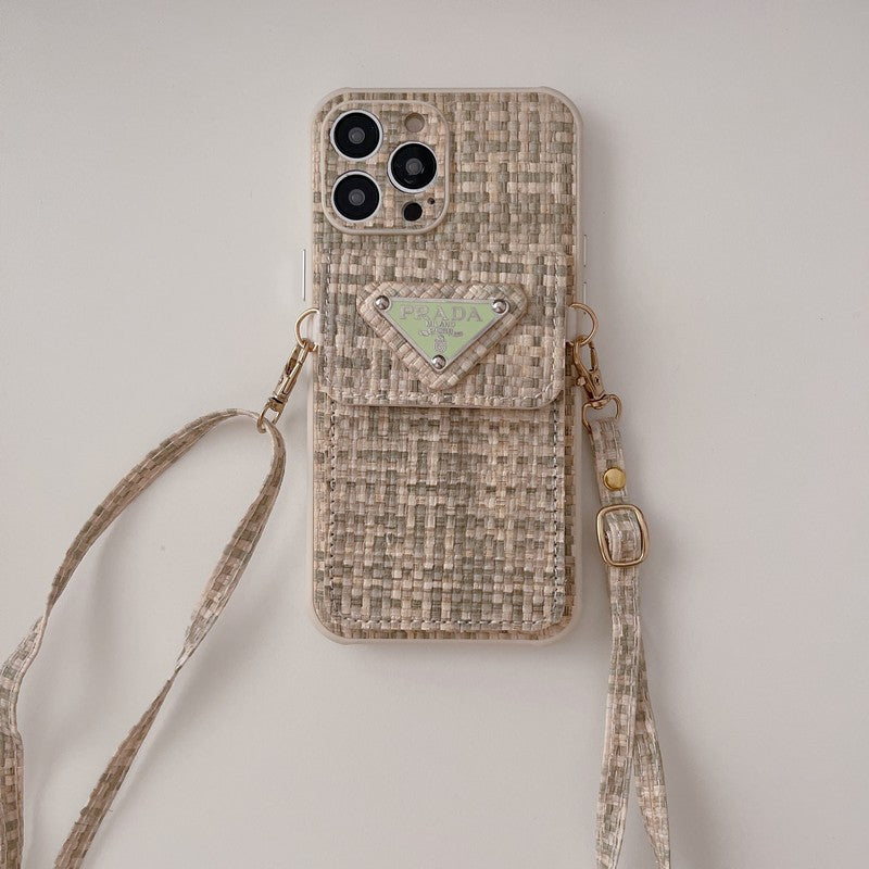 Bolsa de cartão luxuosa em tecido crossbody para iPhone