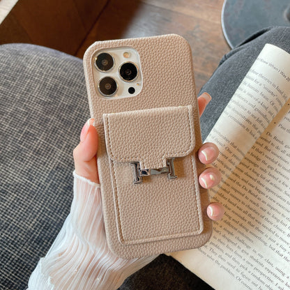 Étui pour iPhone en cuir avec porte-carte H