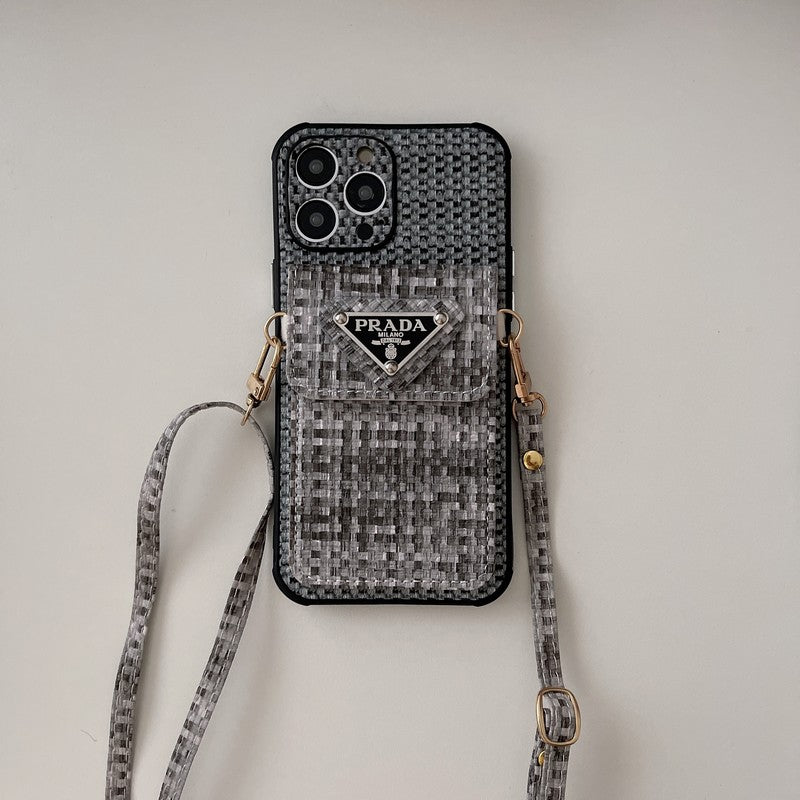 Bolsa de cartão luxuosa em tecido crossbody para iPhone