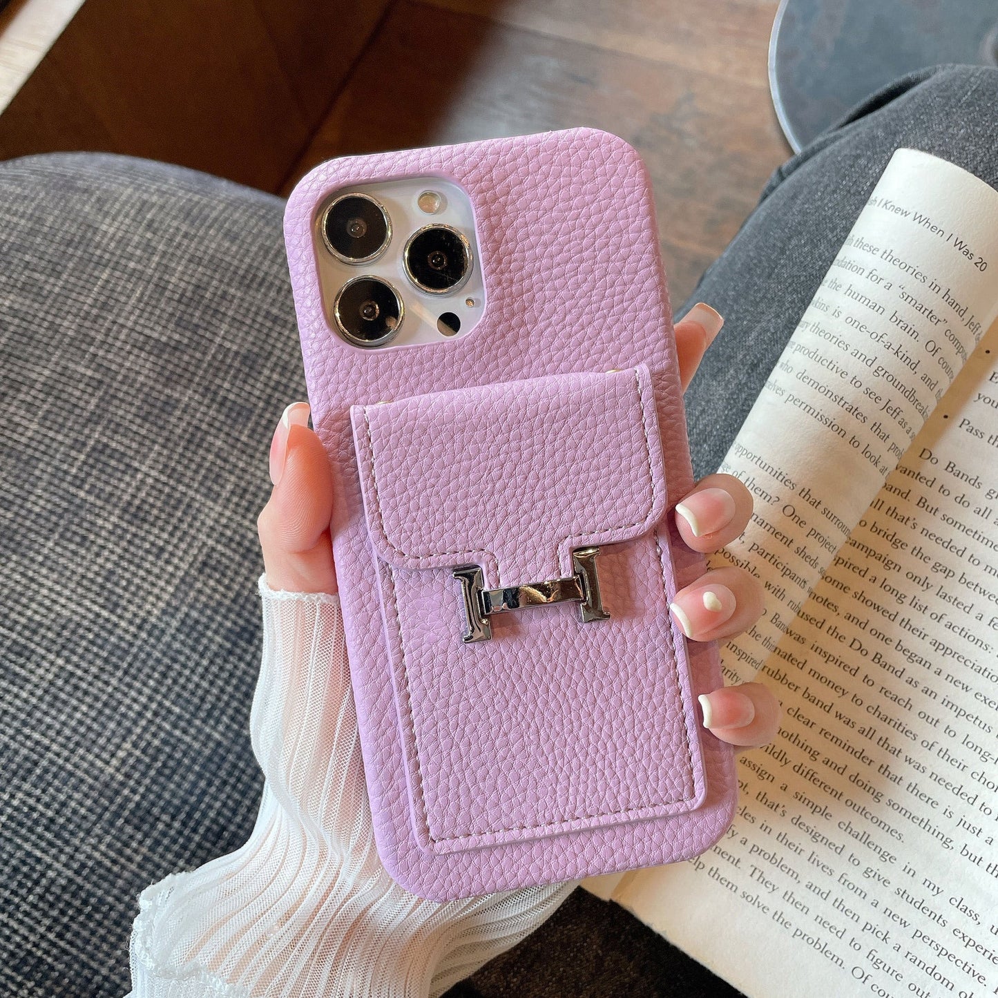 Étui pour iPhone en cuir avec porte-carte H