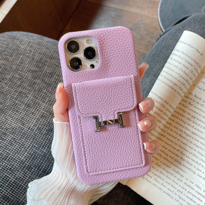 Étui pour iPhone en cuir avec porte-carte H