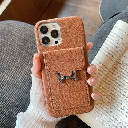 Étui pour iPhone en cuir avec porte-carte H