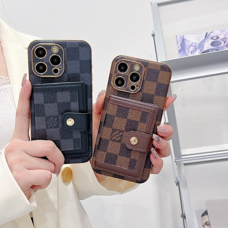 Custodia per iPhone con borsa per carte colorate classica di lusso