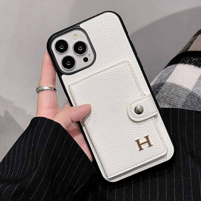 H iPhone-Hülle mit Kartenhalter aus Leder