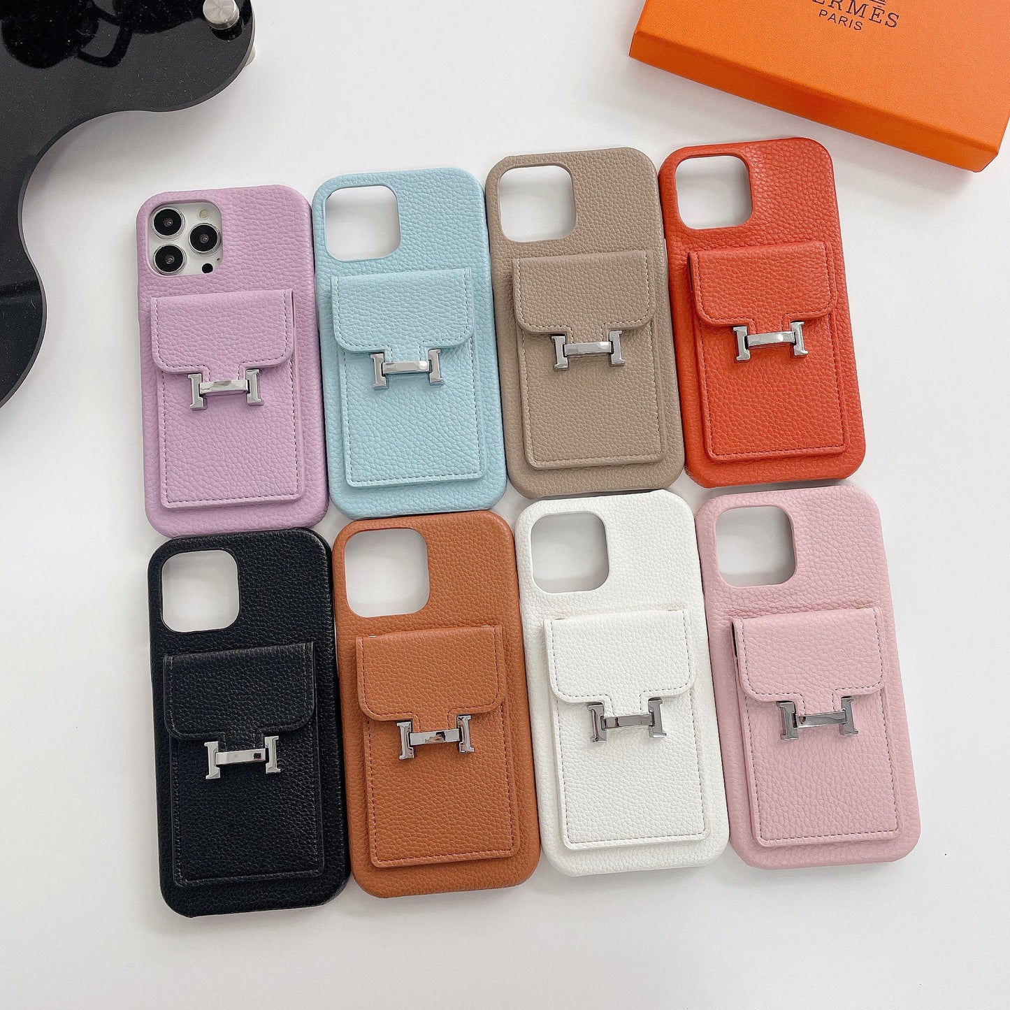 Étui pour iPhone en cuir avec porte-carte H