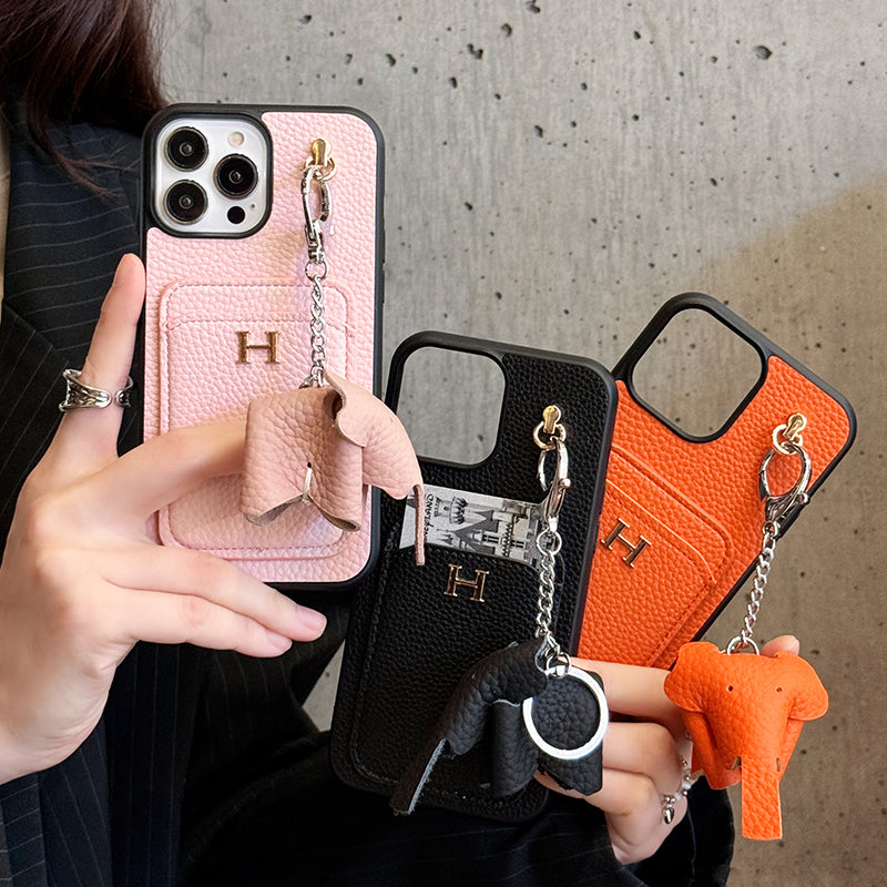 H カードホルダー レザー ペンダント iPhone ケース
