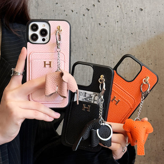Kožené pouzdro na iPhone s přívěskem H Card Holder