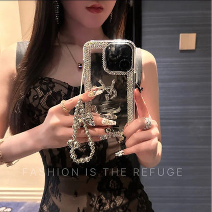 Custodia per iPhone con specchio di bellezza glamour – Trucco & Stile in movimento!