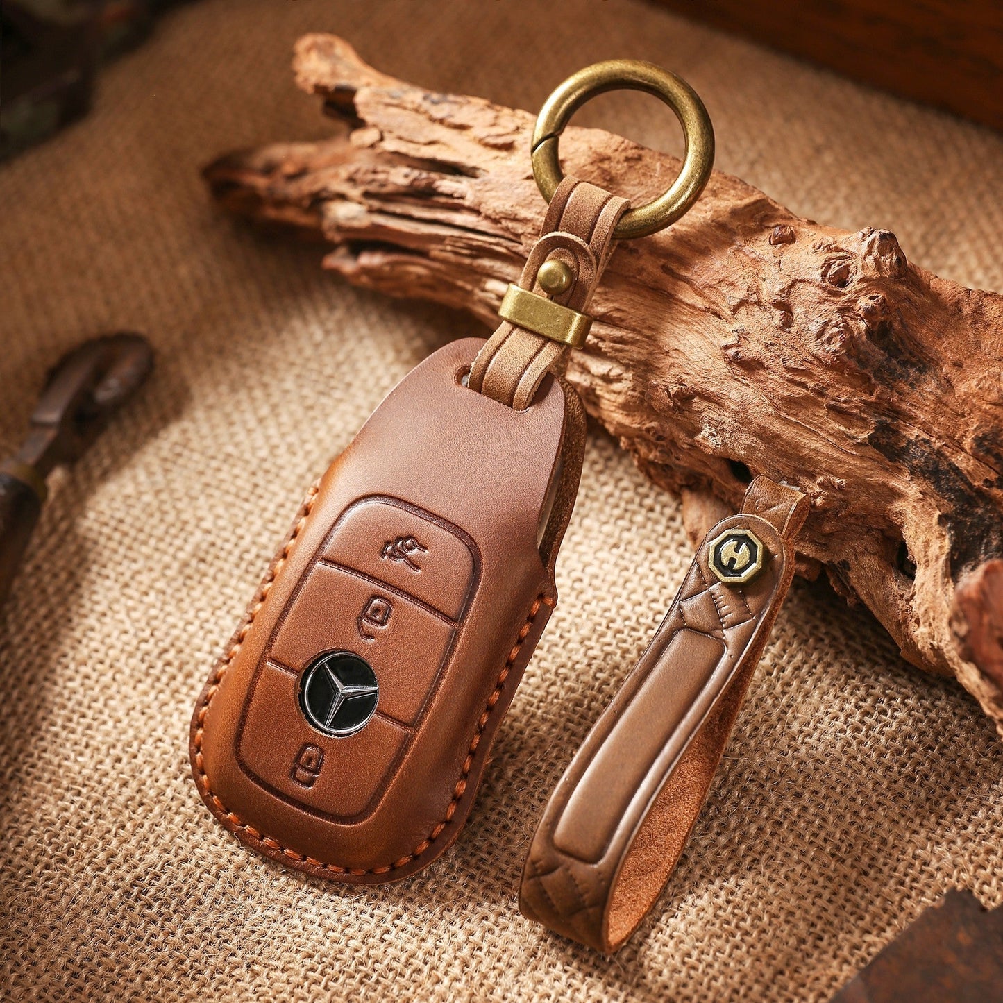 Top Grain Leather Mercedes Key Case