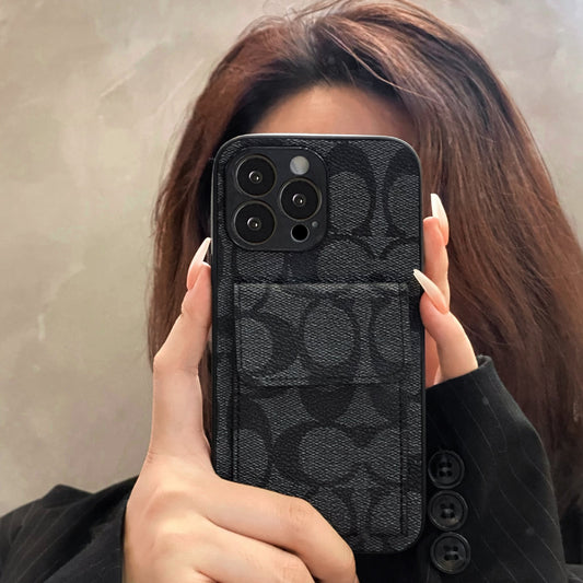 Klasické pouzdro na iPhone s peněženkou černé-HP240513