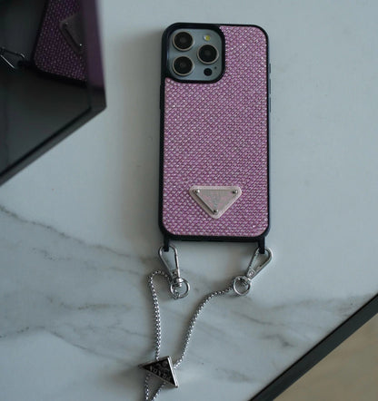 Custodia per iPhone a tracolla di lusso con diamanti